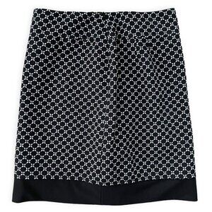 Ann Taylor NWT Cotton Wool Pencil Skirt 6 Petite Black Short Embroidered Lined